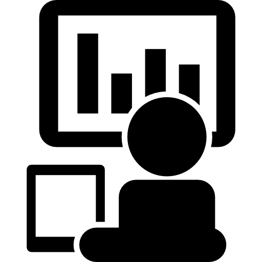 Computer worker on back view
